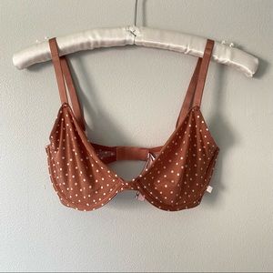 Victoria’s Secret unlined demi bralette satin brown polka dot size 32DD